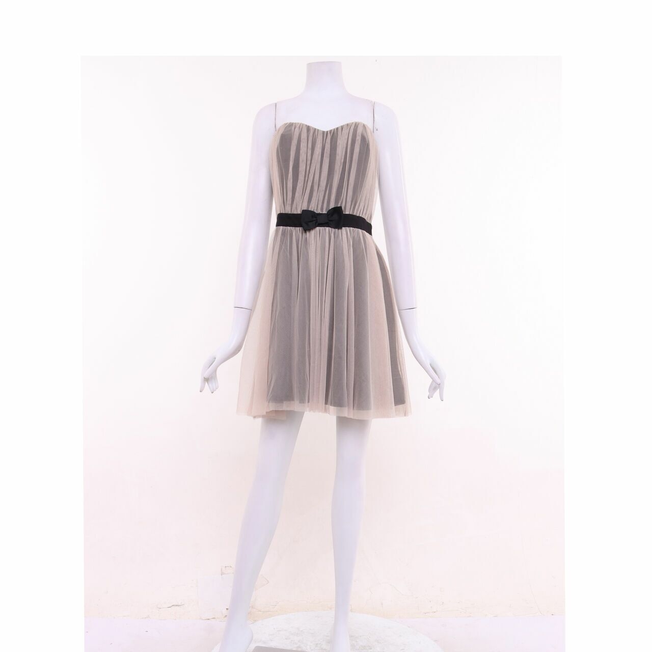 Bardot Black & Cream Tube Mini Dress