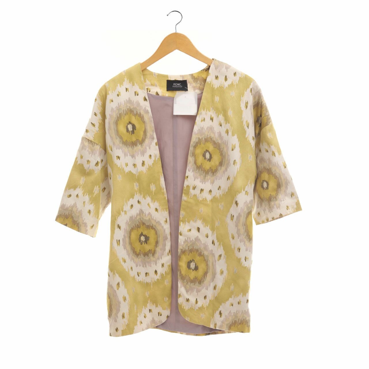 Picnic Yellow Patterned Kimono Outerwear