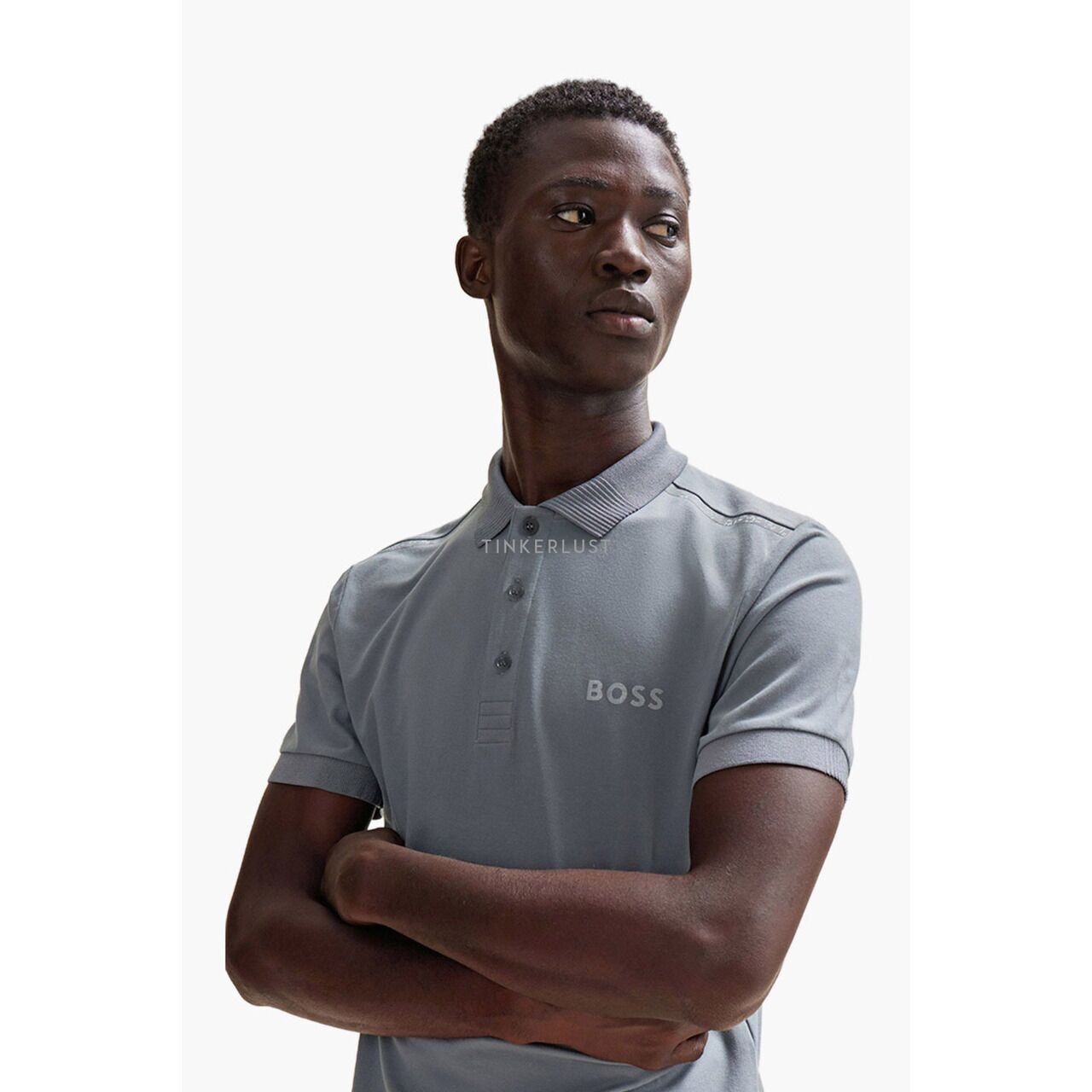 Hugo Boss Men Slim Fit Paule Mirror Polo Shirt in Grey