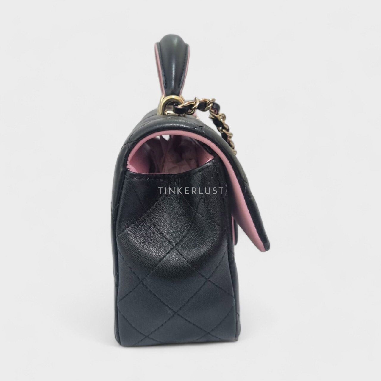 Chanel Mini Rectangle Top Handle Black & Pink Lambskin GHW Chip 2023 Satchel
