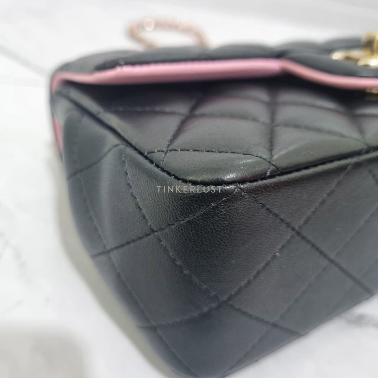 Chanel Mini Rectangle Top Handle Black & Pink Lambskin GHW Chip 2023 Satchel