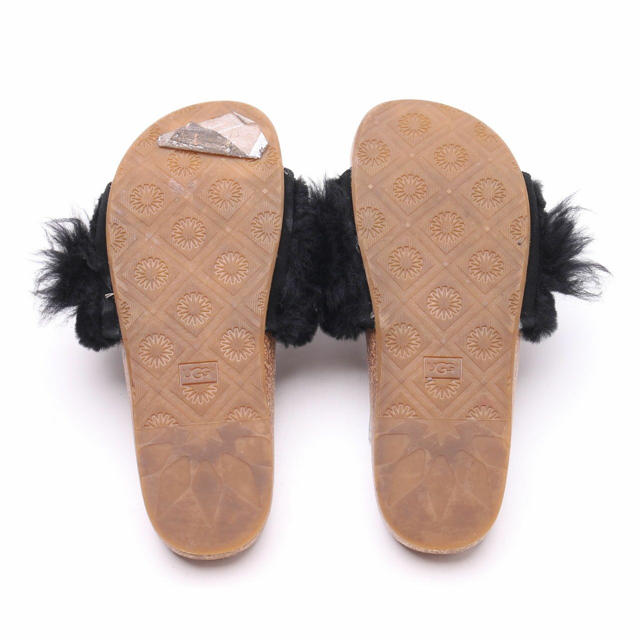 UGG Black Brown Fur Sandals