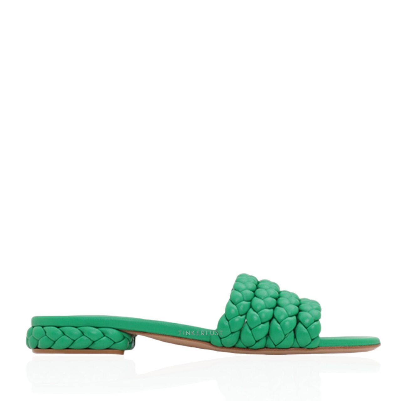 Gianvito Rossi Ischia Mule Green Braided Nappa Leather Sandals