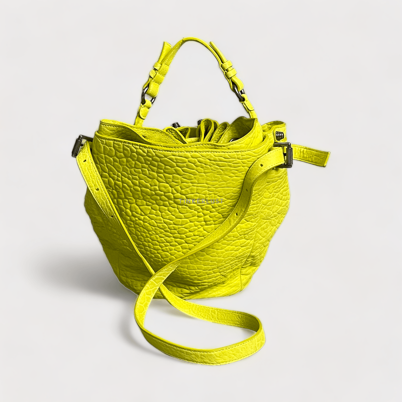 Alexander Wang Lime Textured Leather Diego Bucket Bag