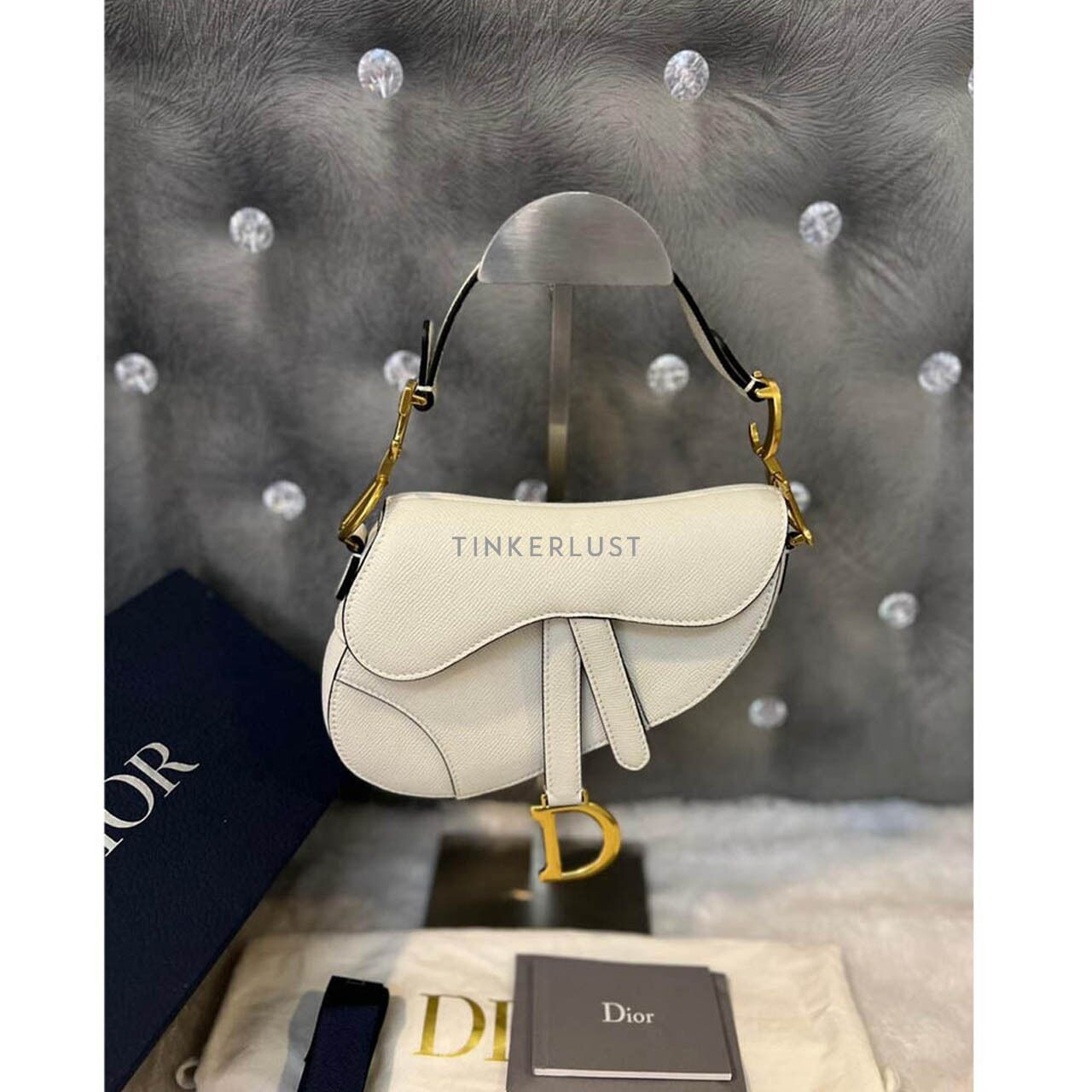 Christian Dior Saddle Mini White 2022 GHW Shoulder Bag