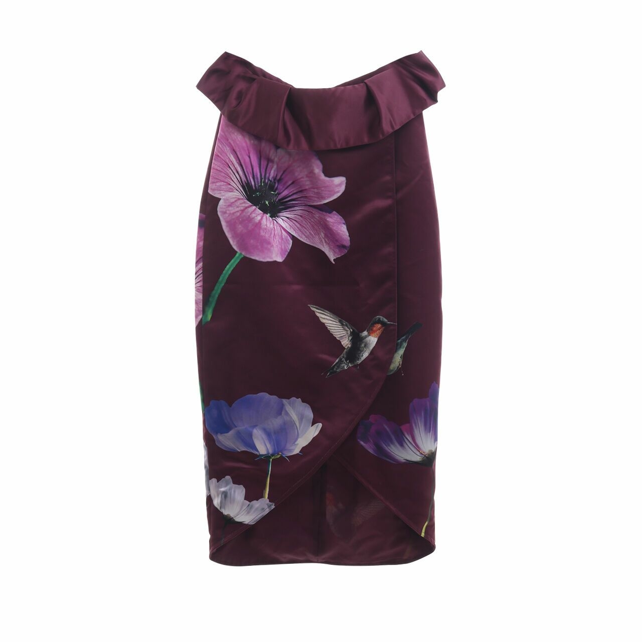Calla Atelier Wine Wrap Floral Midi Skirt