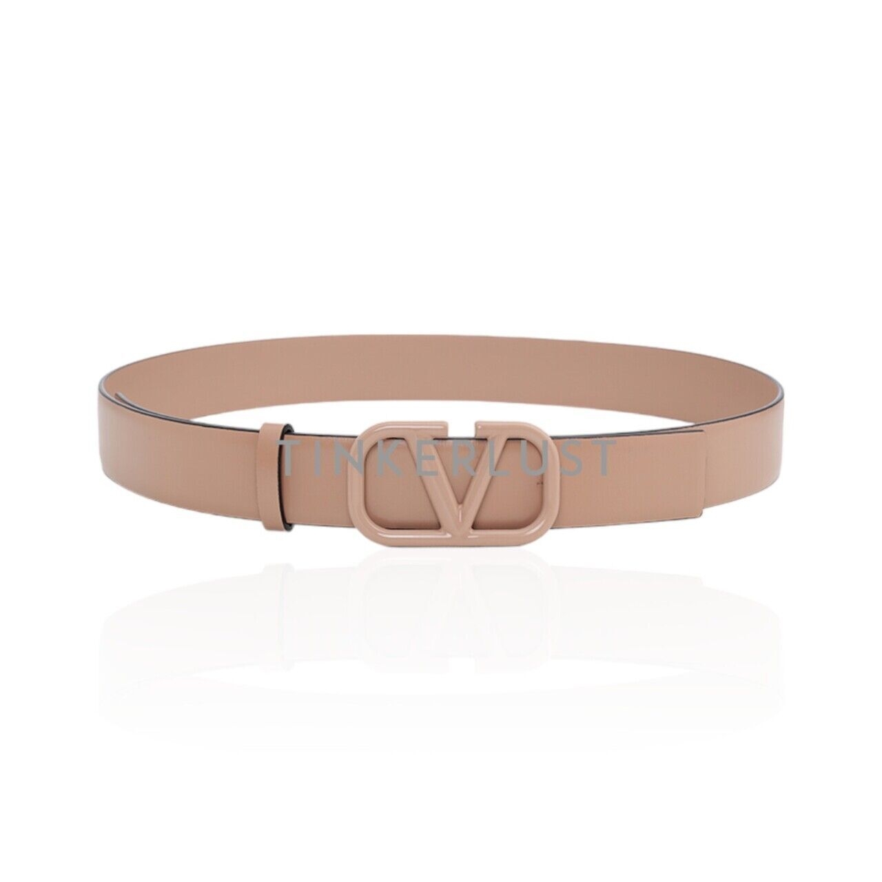 Valentino Garavani Women VLogo Signature in All Rose Cannelle Shiny Calfskin Belt