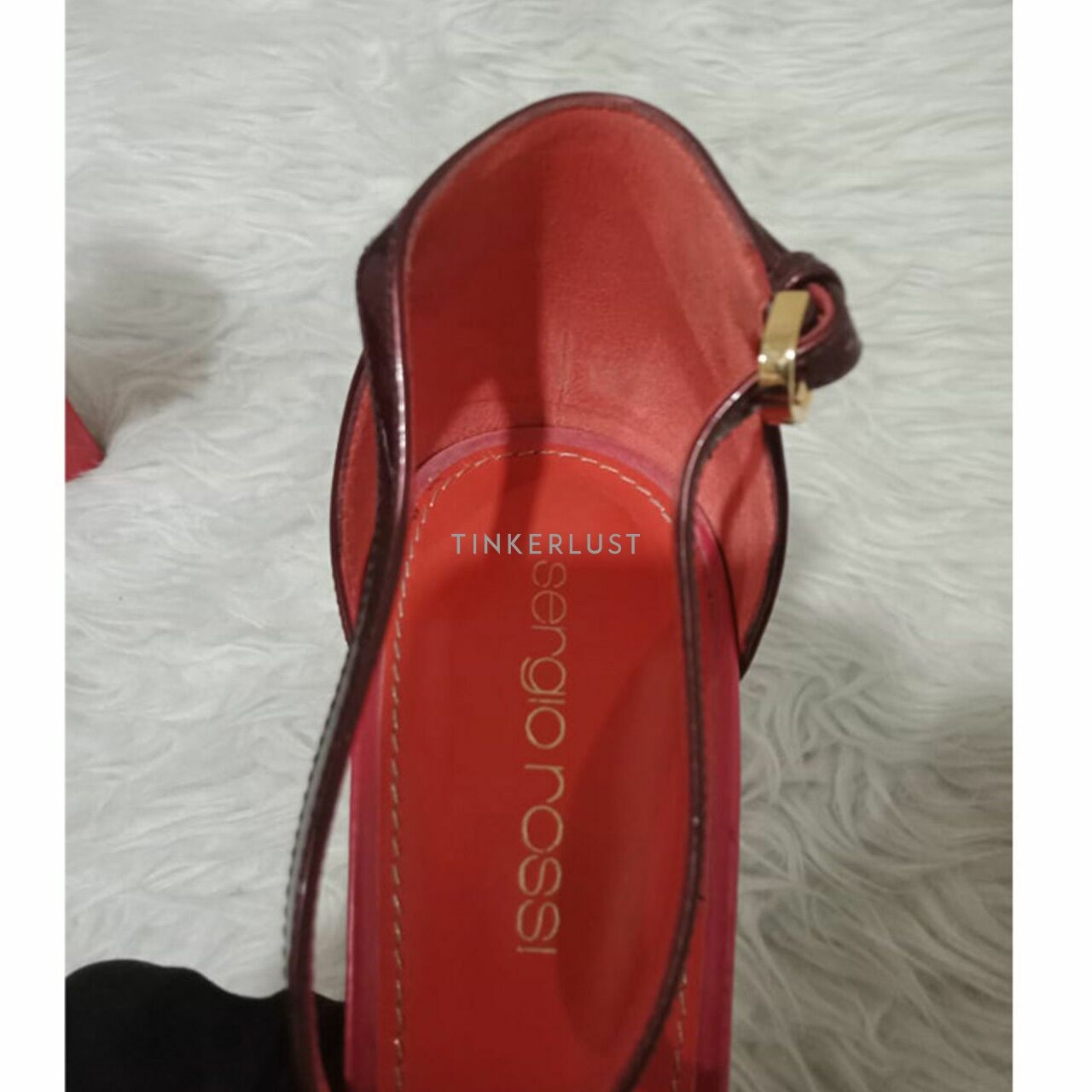 Sergio Rossi Burgundy Orange Patent Leather Platform Heels