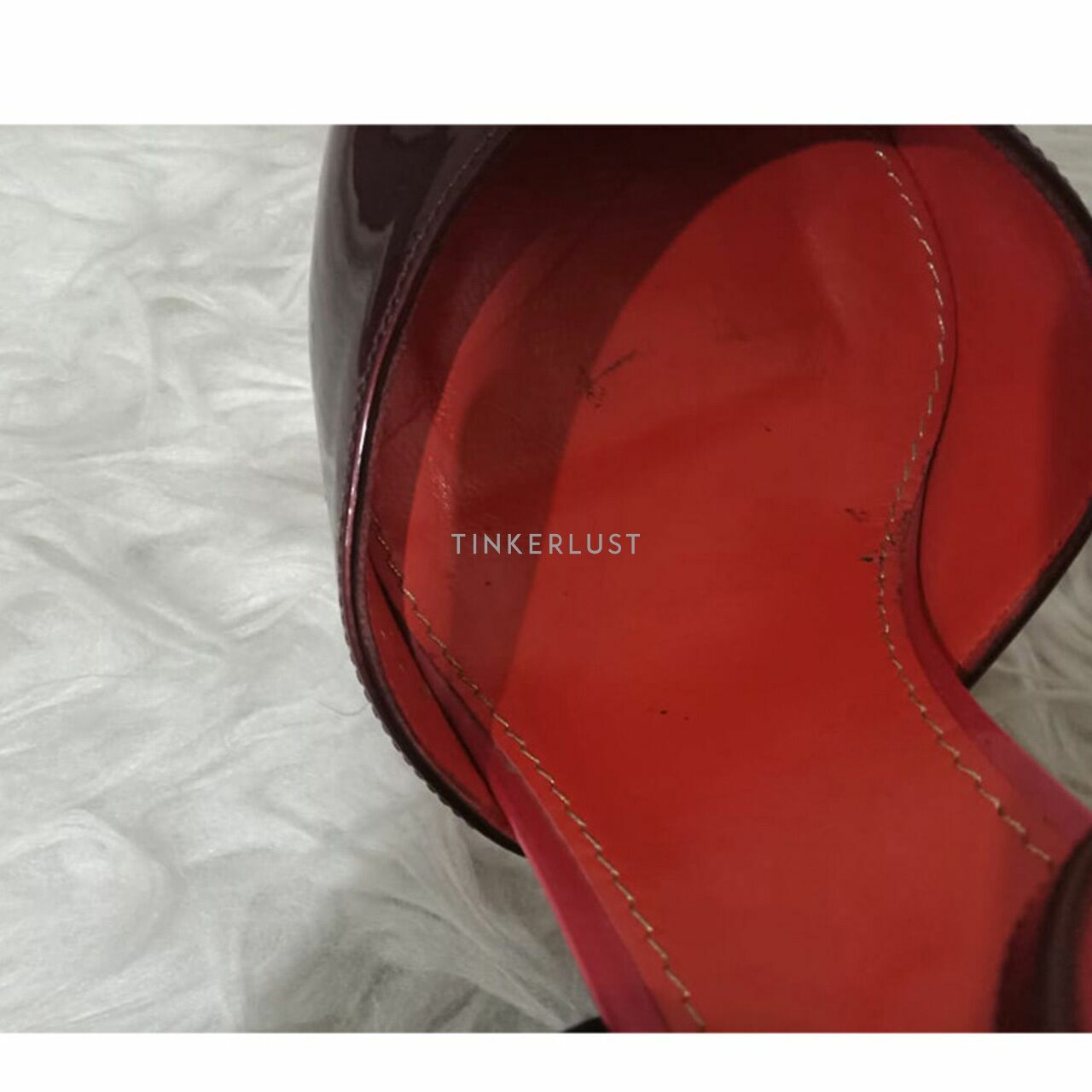 Sergio Rossi Burgundy Orange Patent Leather Platform Heels