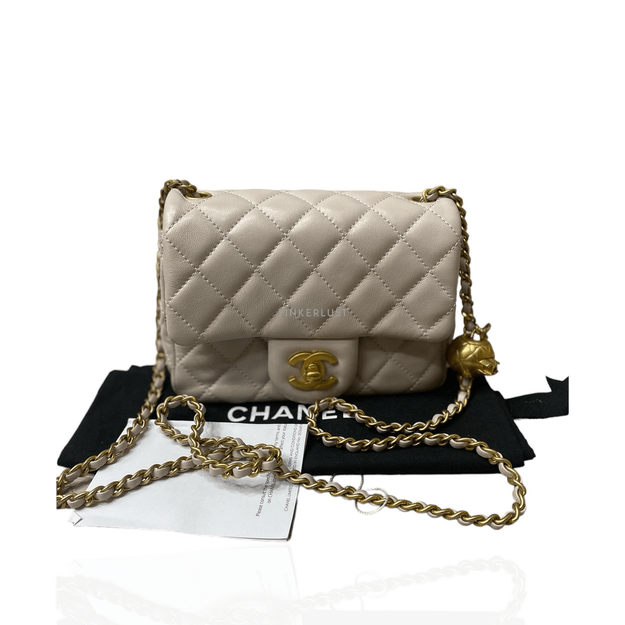Chanel Mini Square Pearl Crush Lilac Chip GHW Sling Bag