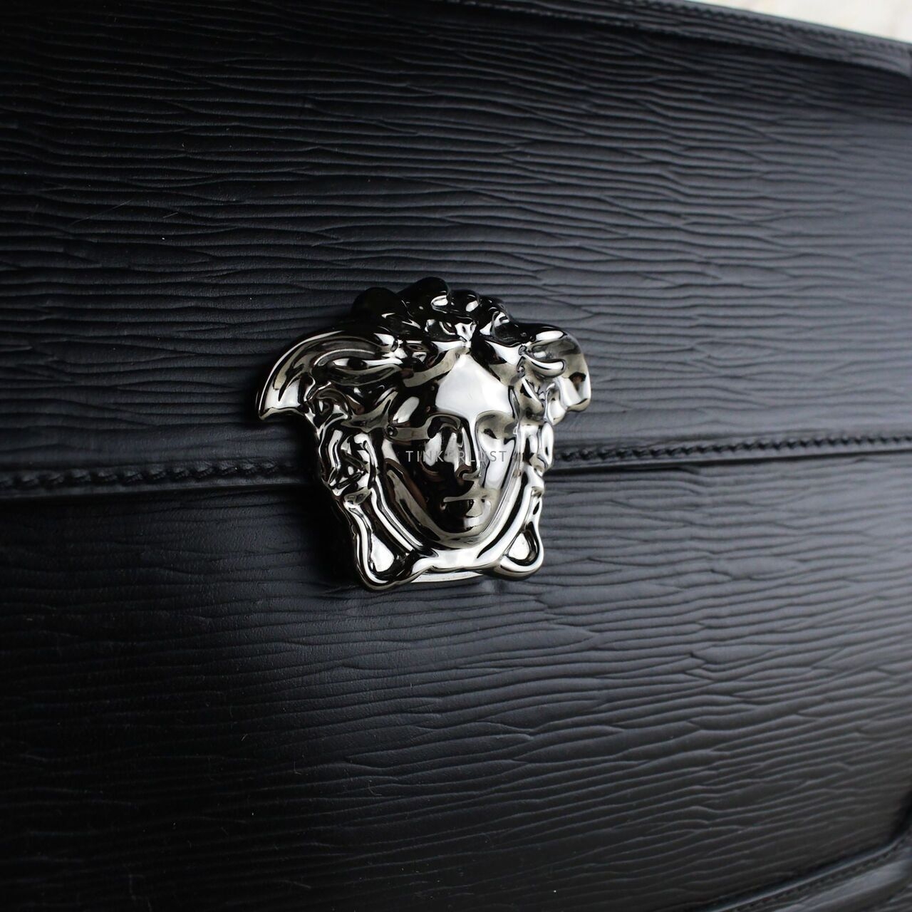 Versace Medusa Leather Silver Clutch 