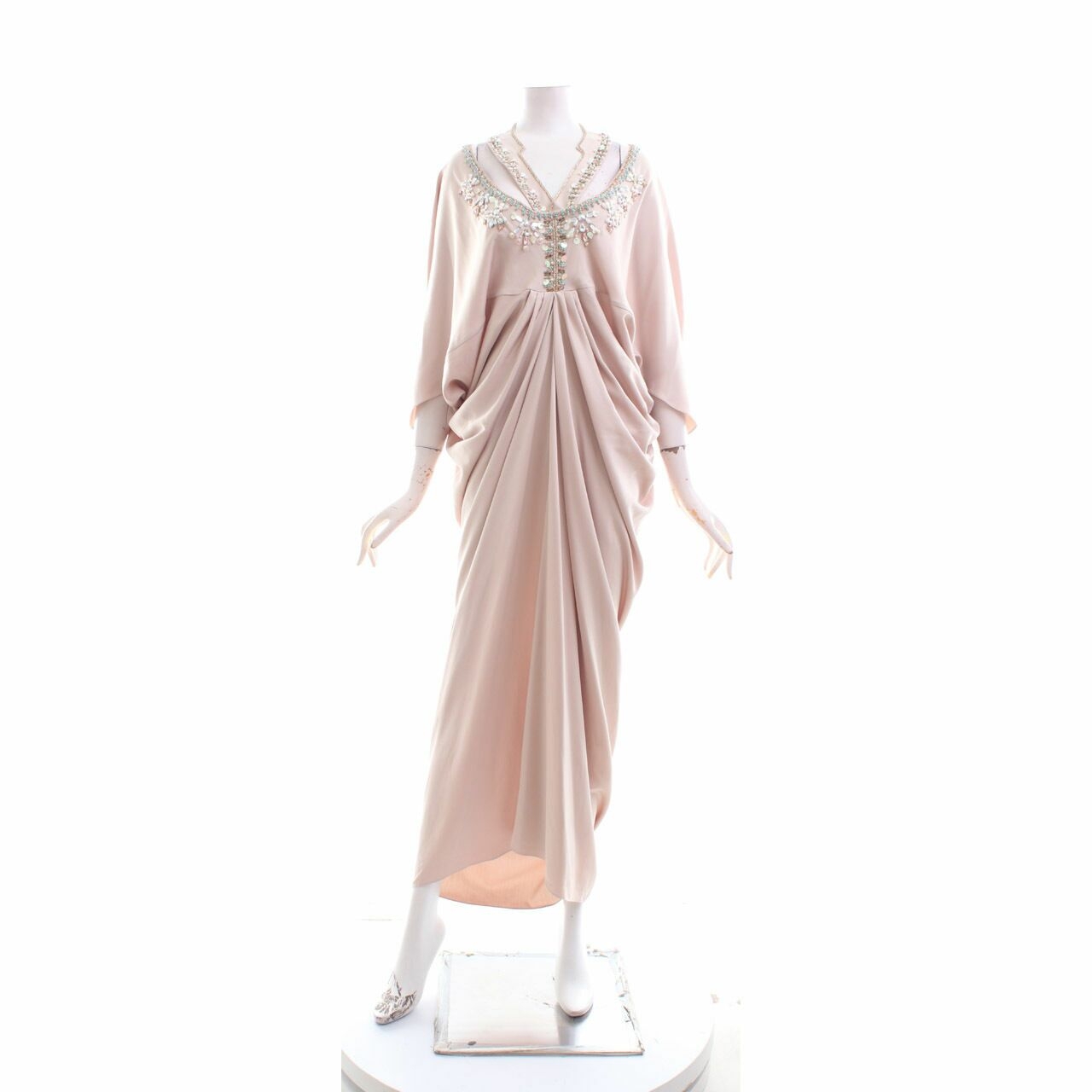 AVA Prologue Nude Sequin Long Dress