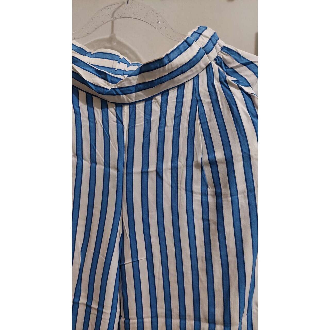 H&M Blue & Broken White Stripes Long Pants