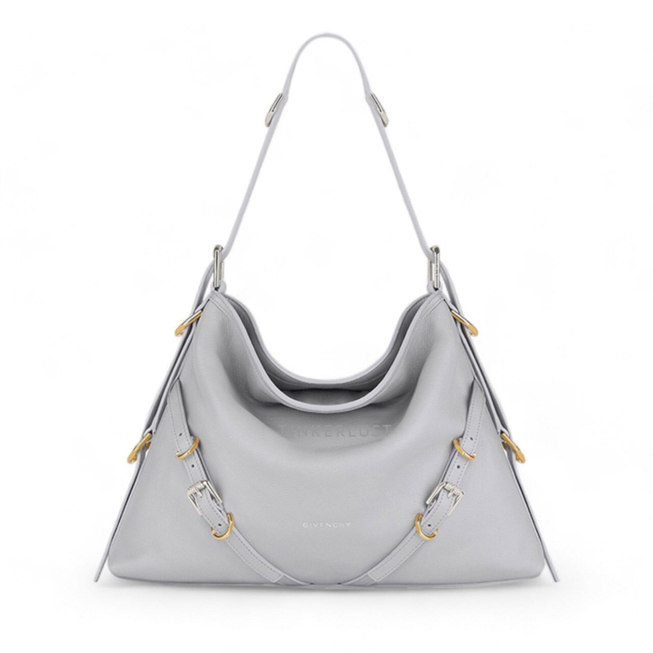 Givenchy Medium Voyou Shoulder Bag in Light Grey Tumbled Calfskin Leather