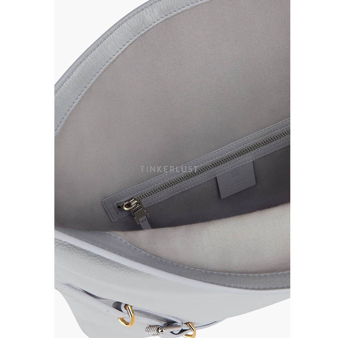 Givenchy Medium Voyou Shoulder Bag in Light Grey Tumbled Calfskin Leather