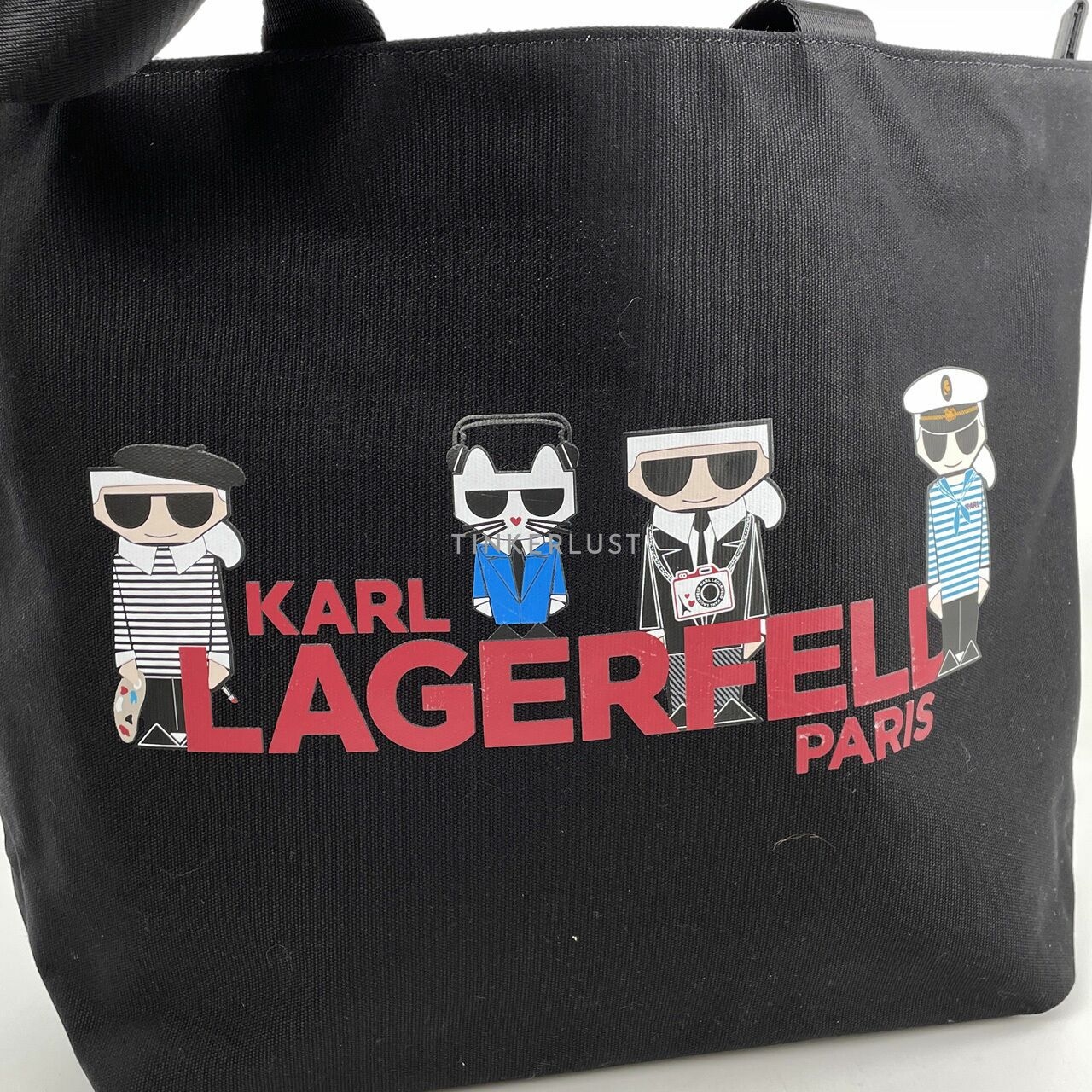 Karl Lagerfeld LH2AG807 Paris Kristen Black Canvas Tote Bag