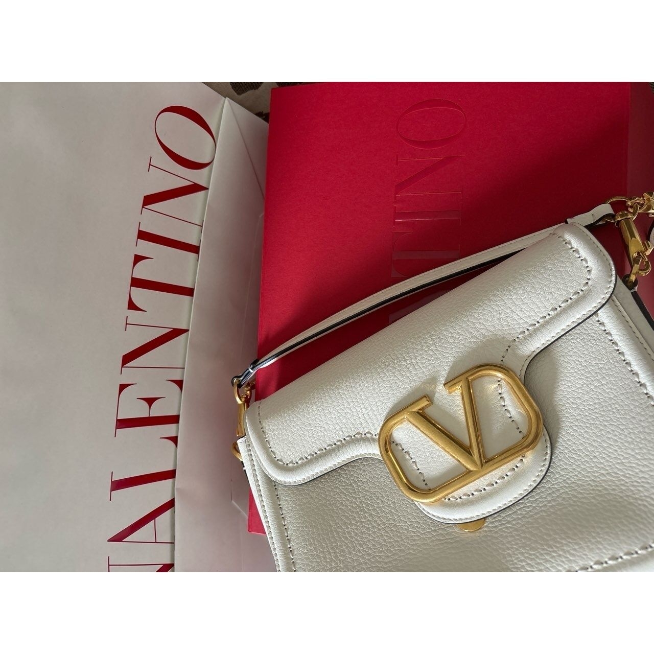 Valentino Garavani Ivory Animal Print Shoulder Bag