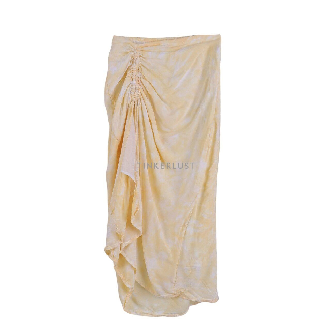 With Love Yellow & White Slit Midi Skirt