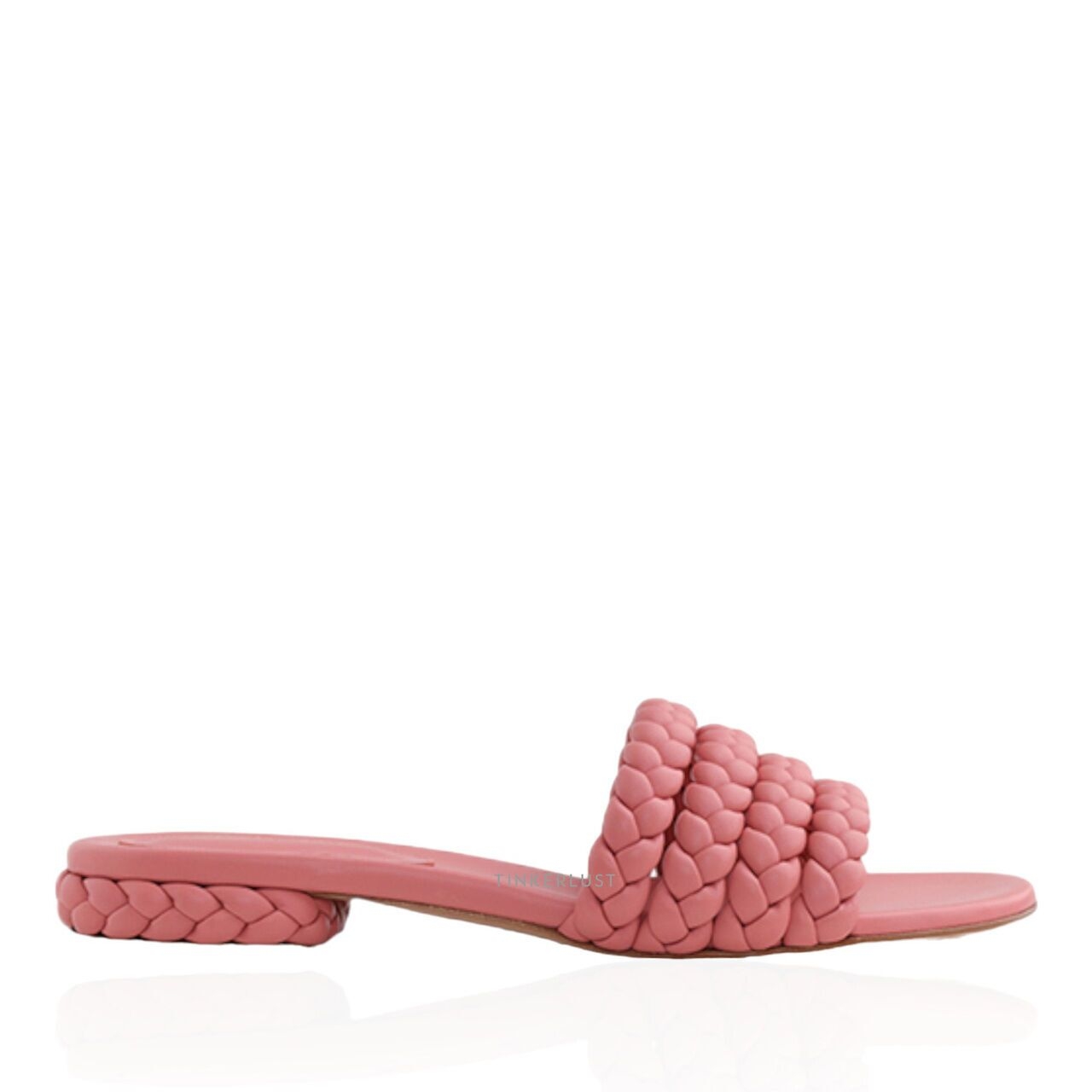 Gianvito Rossi Ischia Mules Pink Braided Nappa Leather Sandals