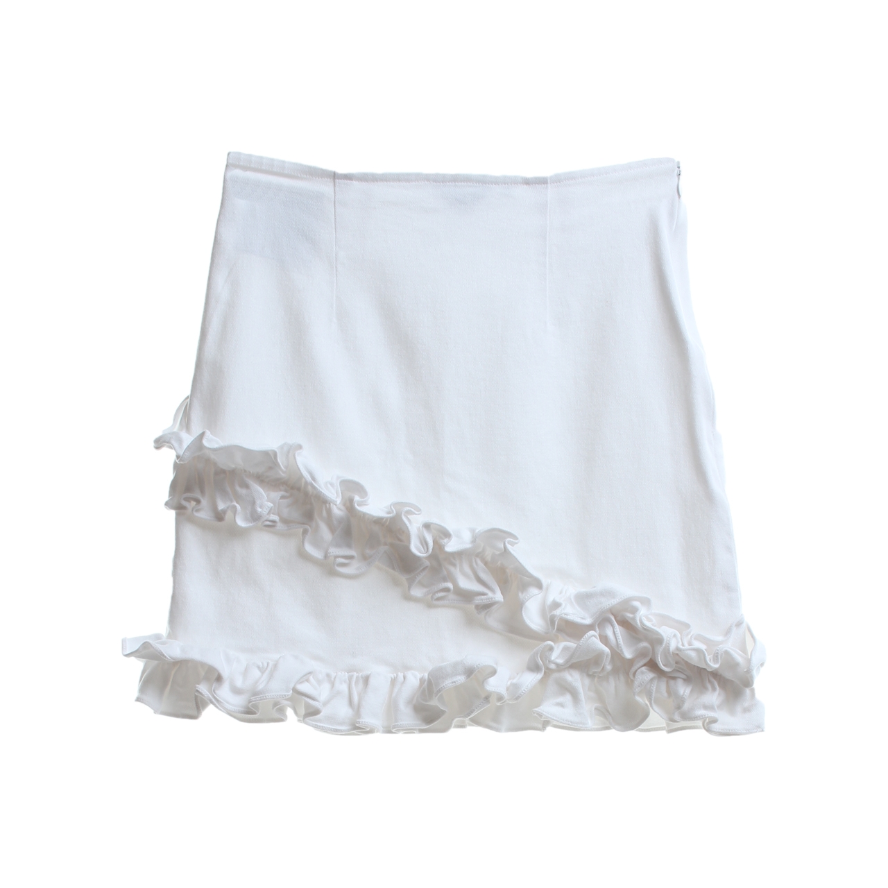Day & Night White Ruffle Mini Skirt
