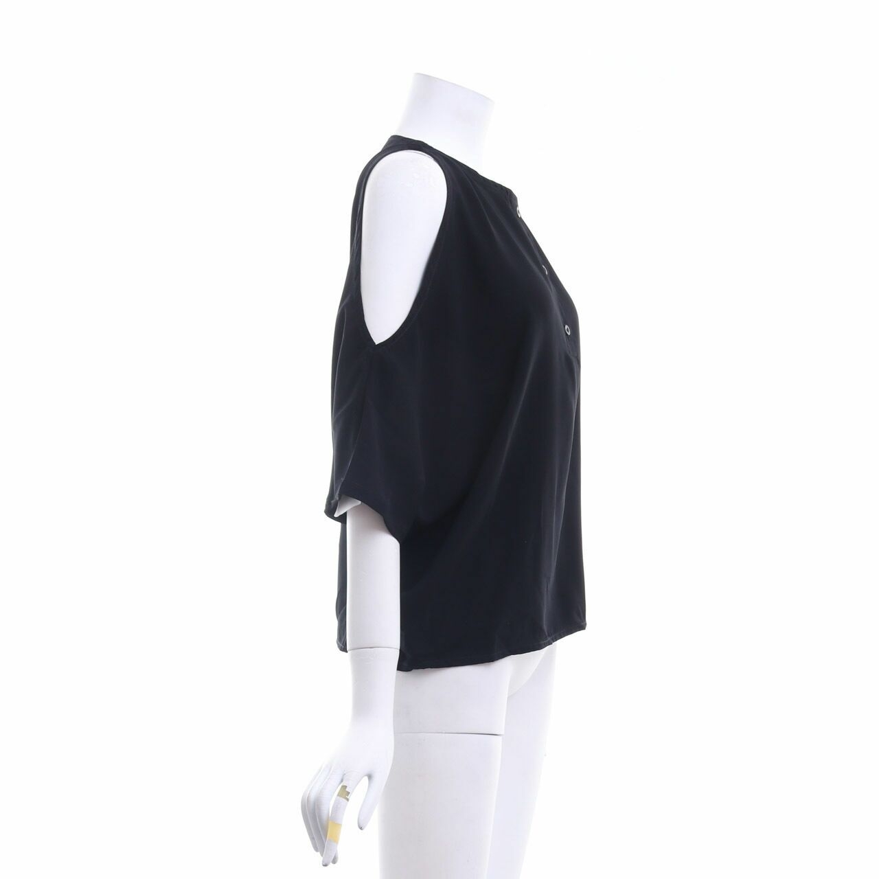 White Collar Concept Black Cold Shoulder Blouse