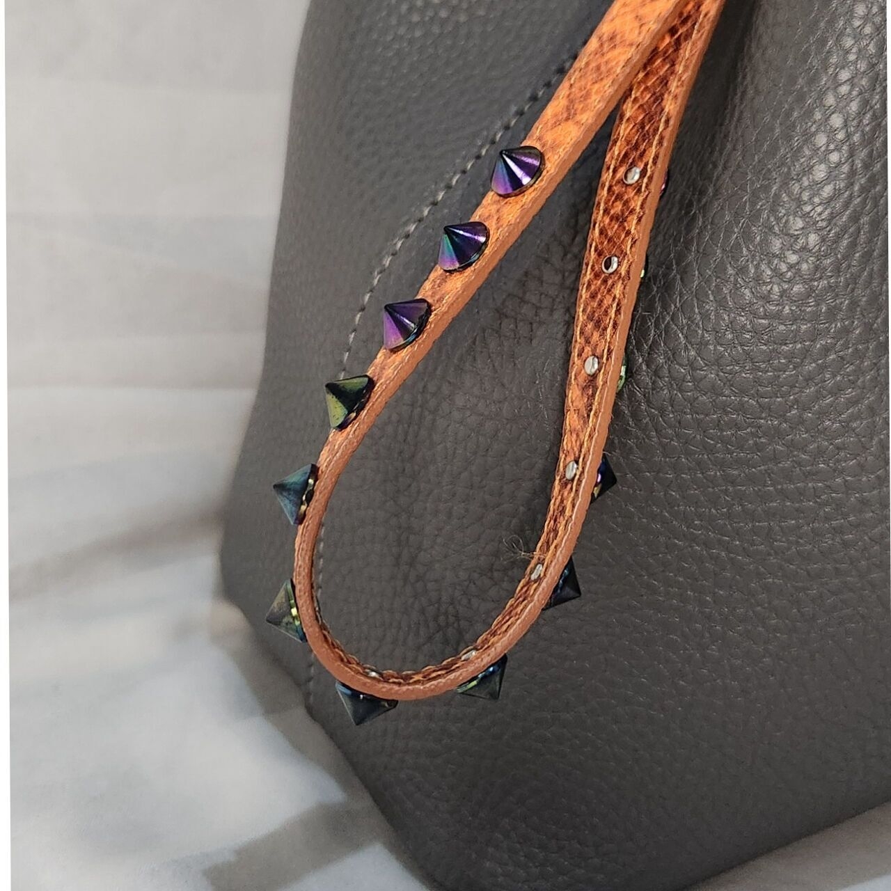 Find Kapoor Grey & Stud Orange Handbag