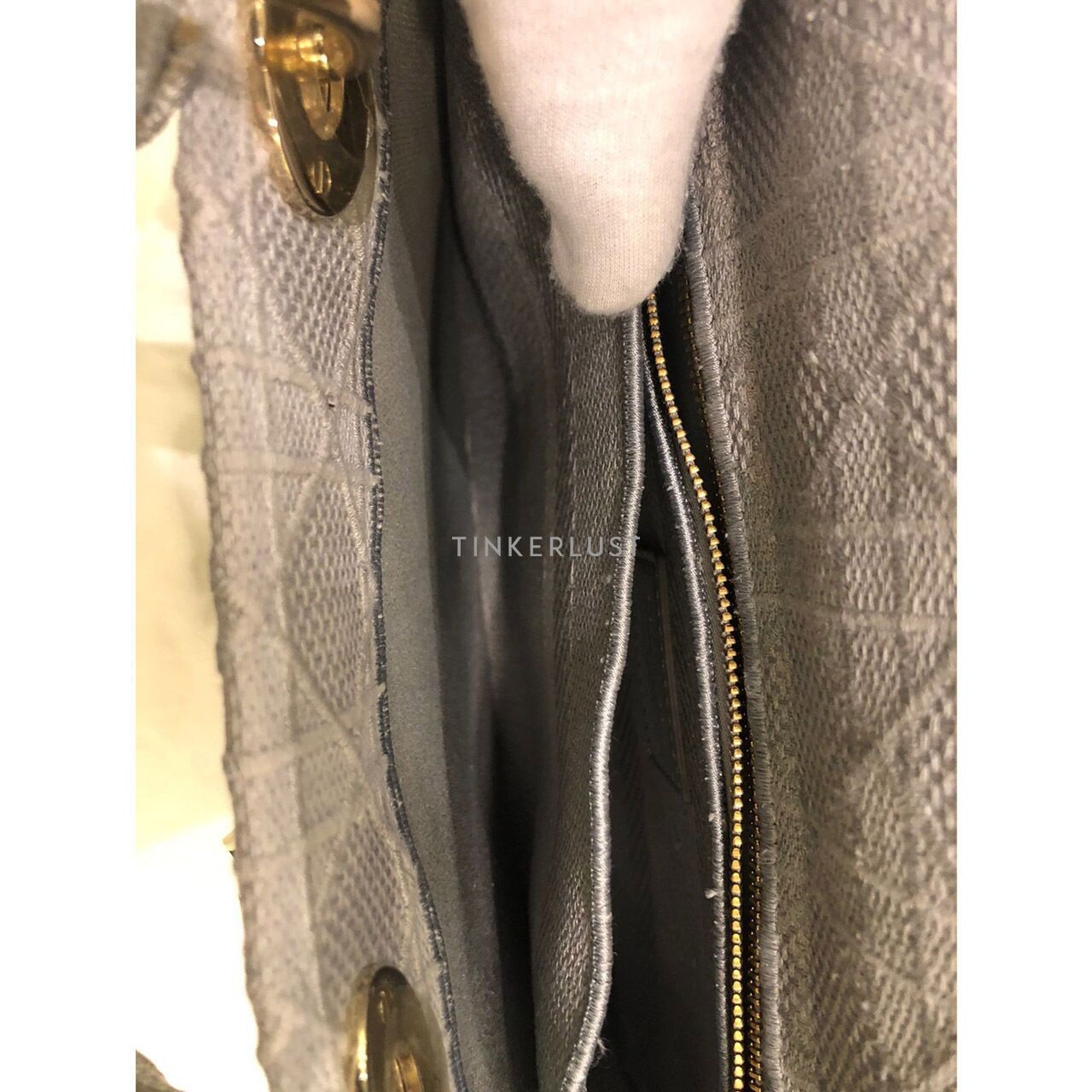 Christian Dior Lady Dior D-Lite Medium Grey 2022 LGHW Handbag