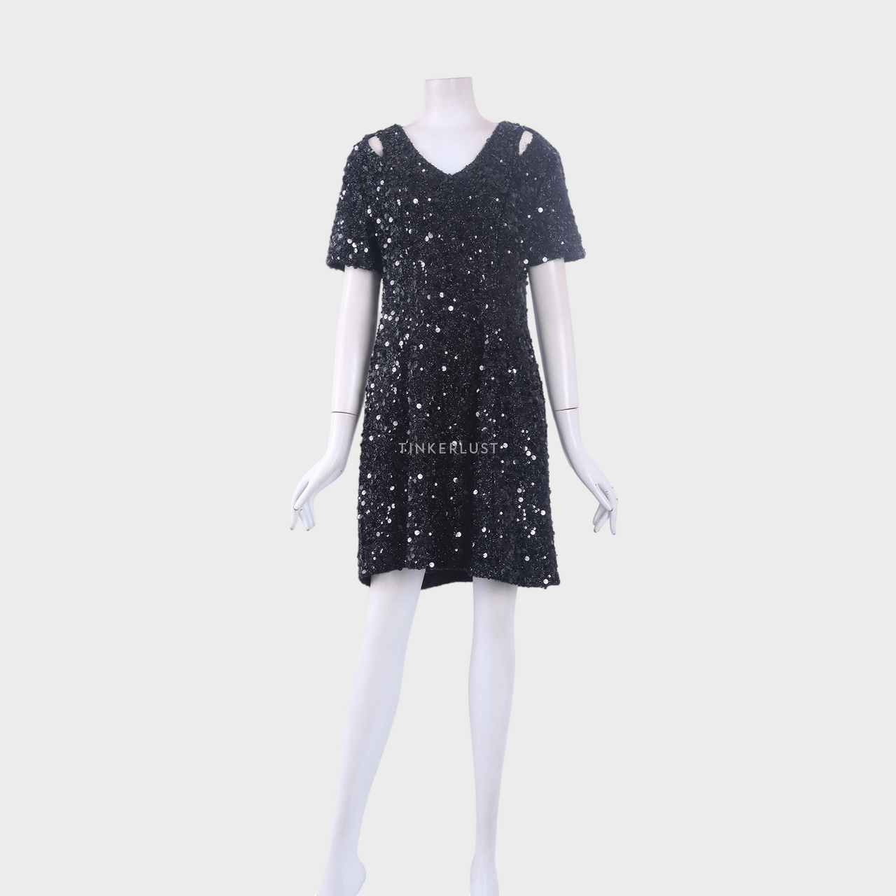 Warehouse Black Sequin Mini Dress