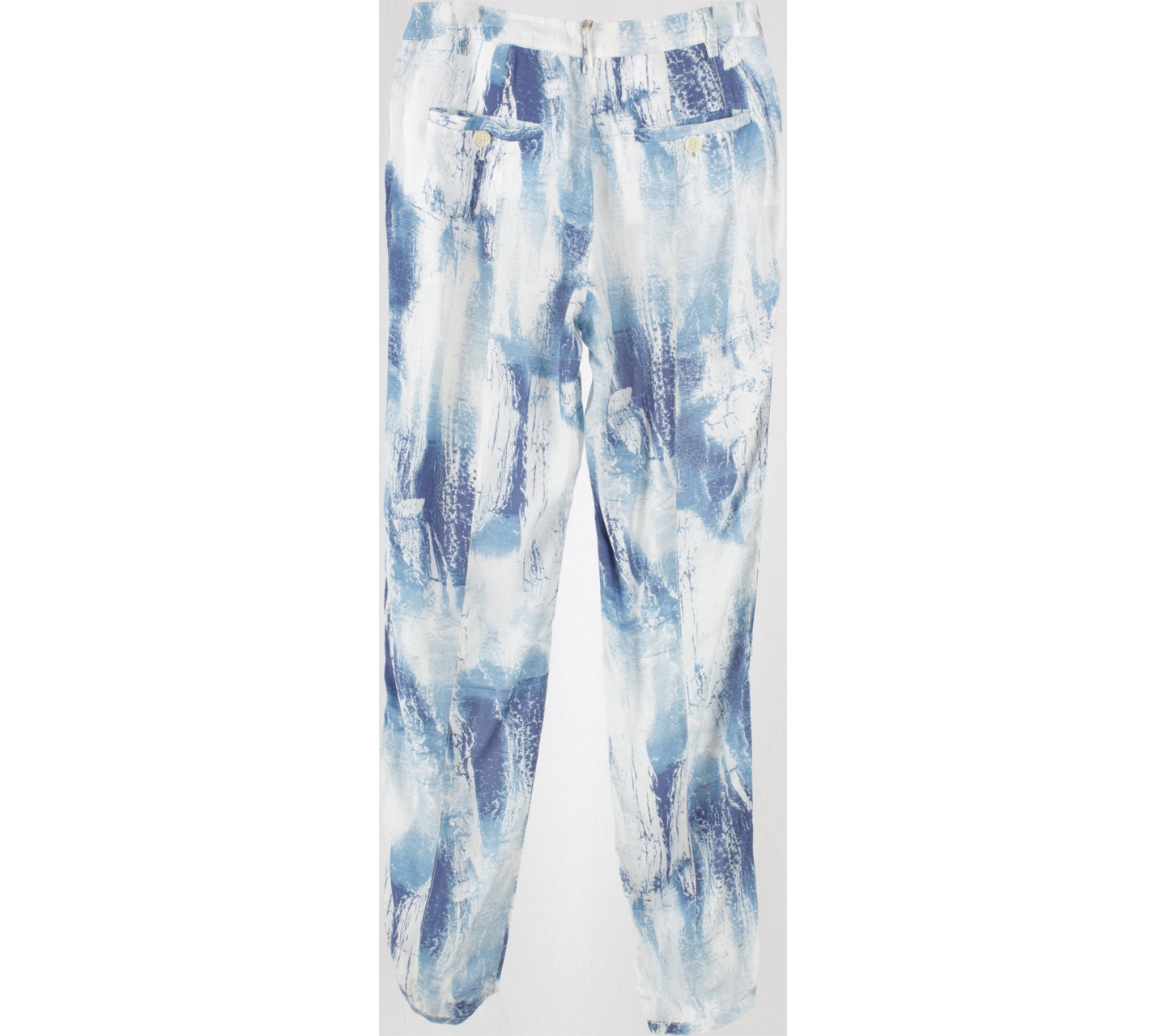 SteveJ & YoniP Blue And Off White Patterned Pants