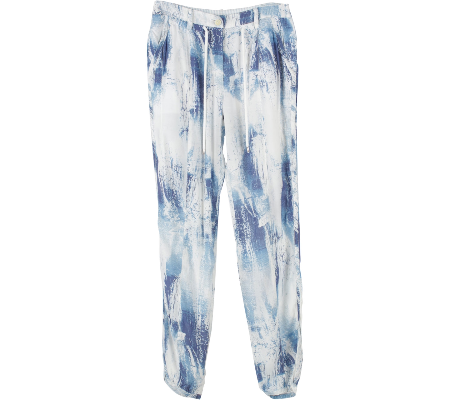 SteveJ & YoniP Blue And Off White Patterned Pants