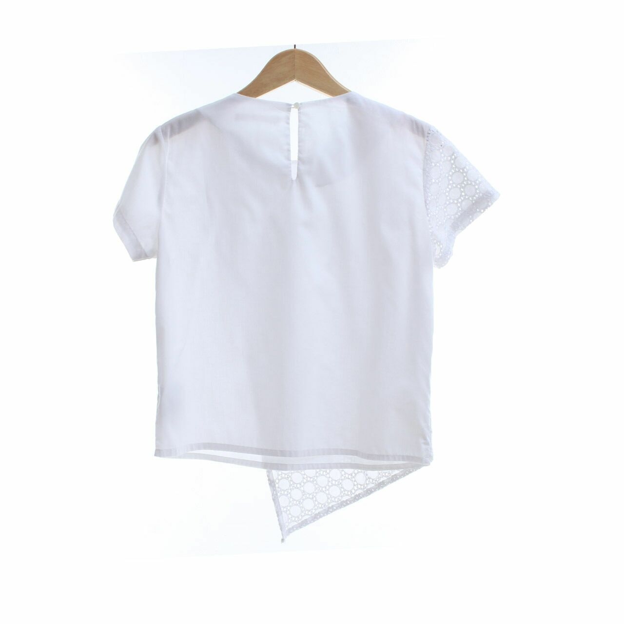 Dot Dtails White Perforated Blouse