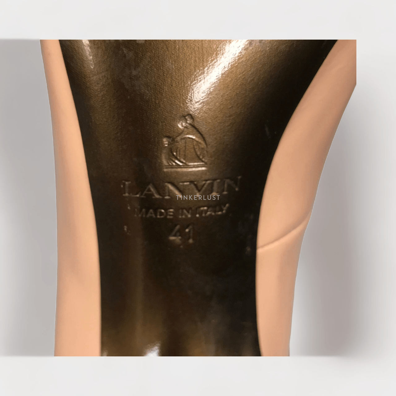 Lanvin Paris in Nude Patent Ribbon Heels	