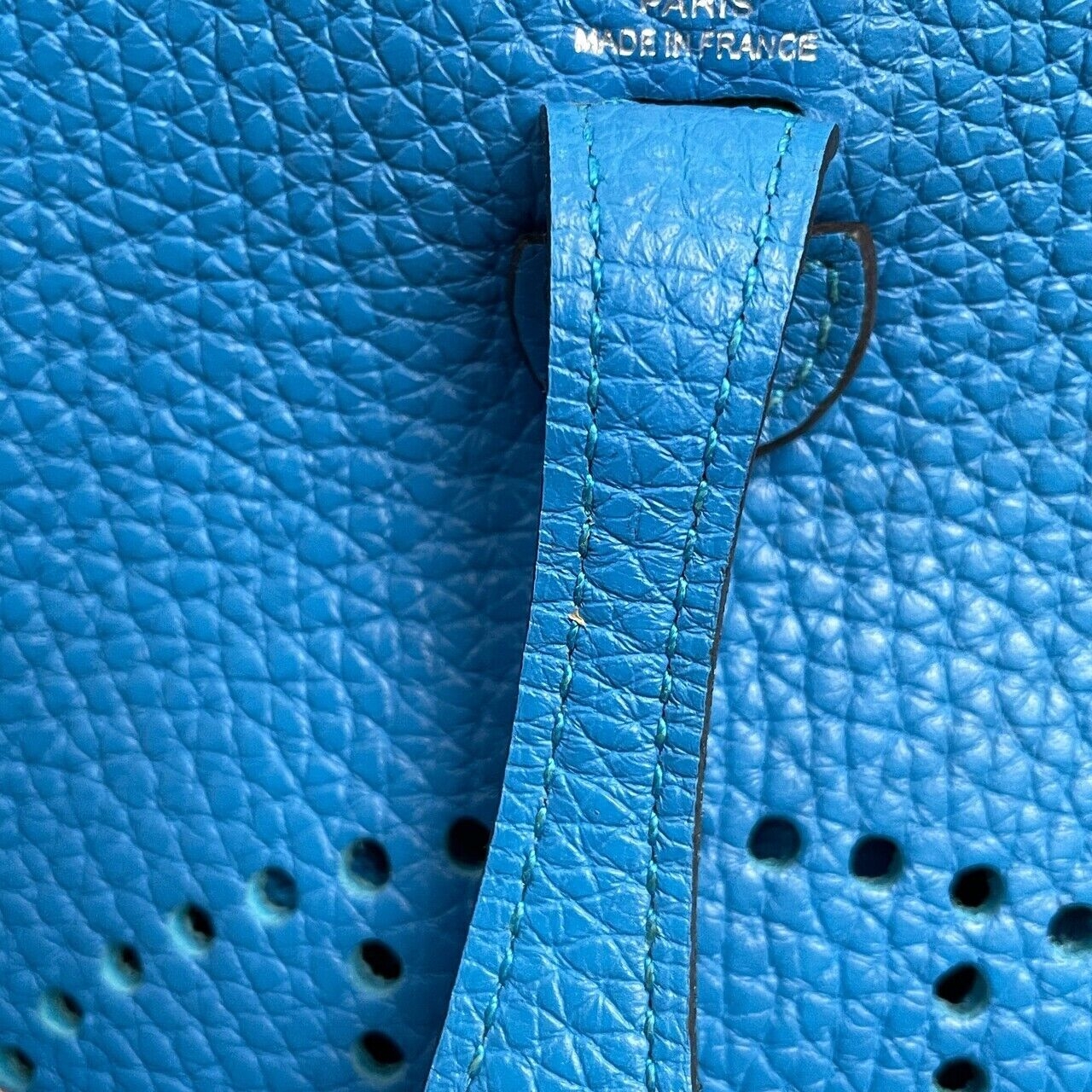 Hermes Evelyne 16 Blue Amazone Taurillon Clemence Sangle Wooly Sling Bag 