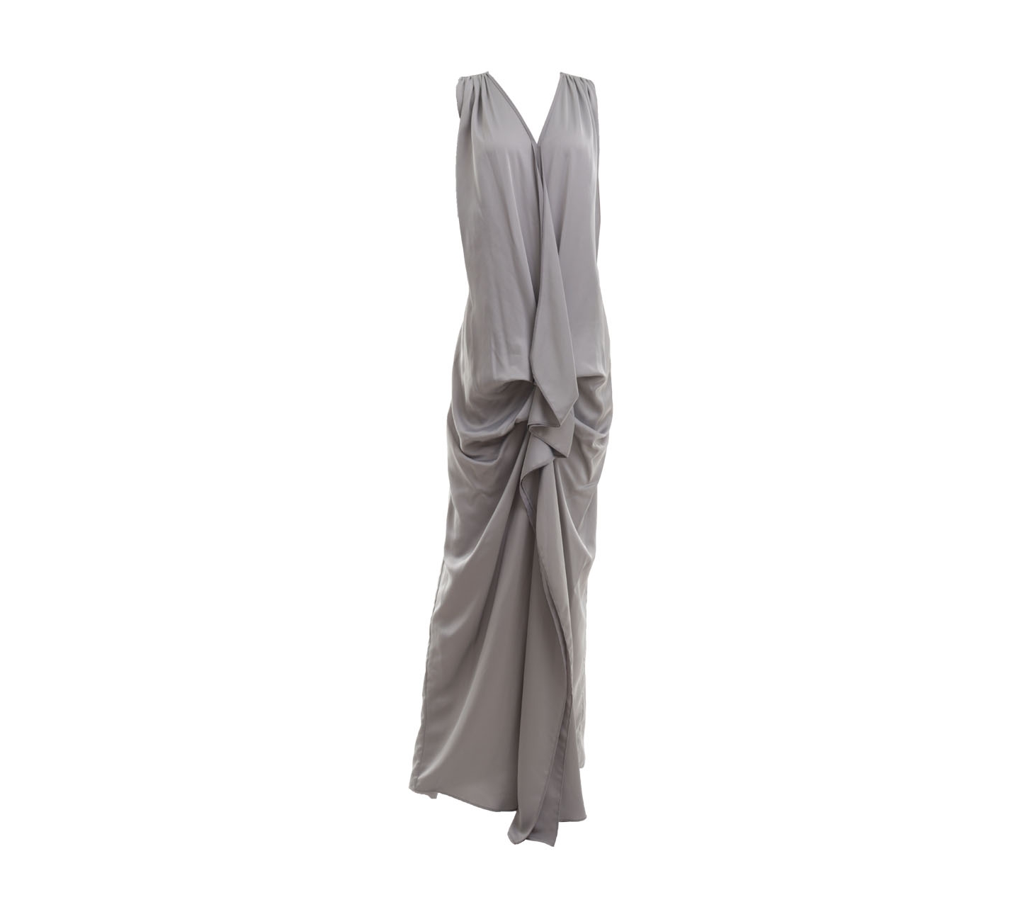 Jeffry Tan Grey Ruffle Long Dress