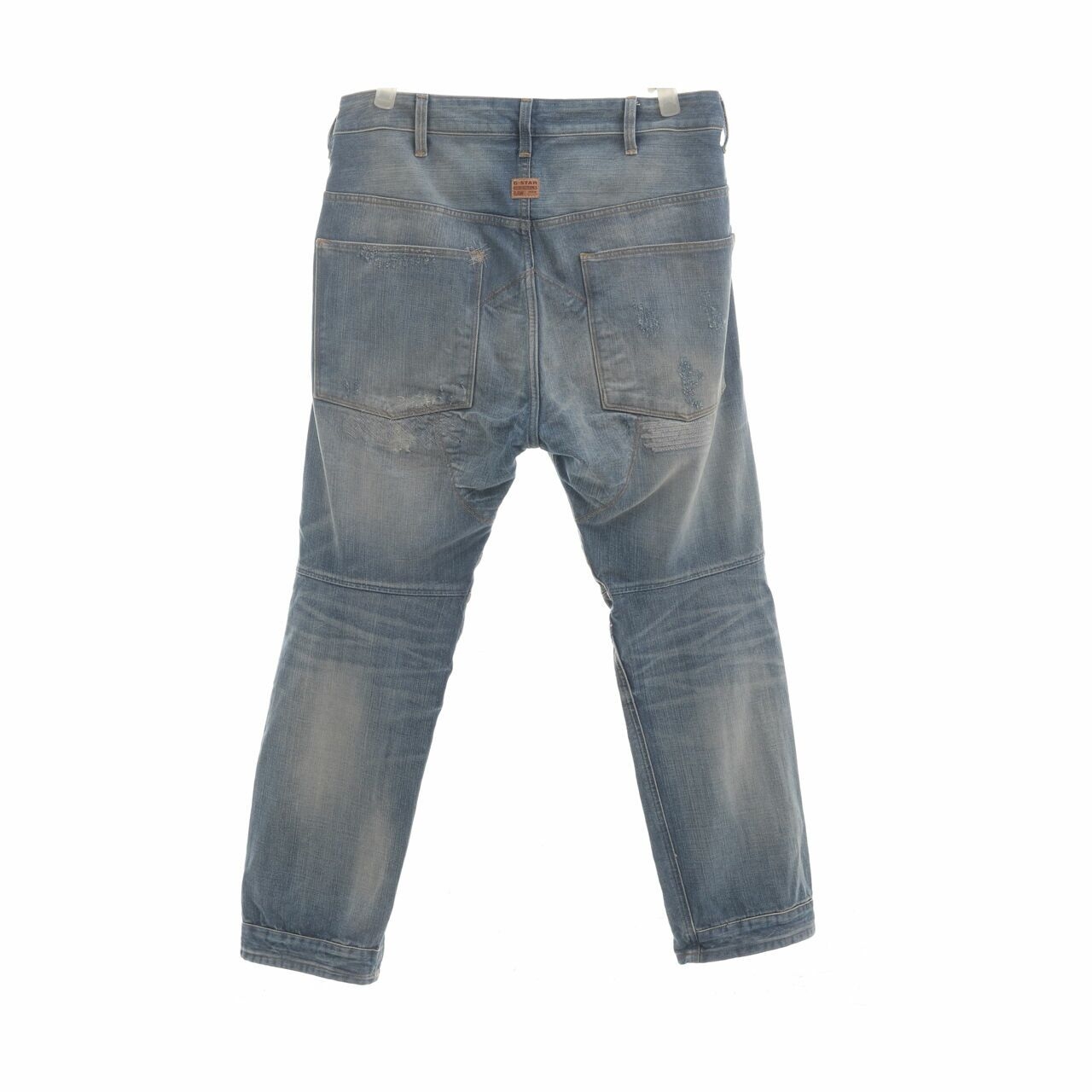 G Star Raw Blue Washed Denim Ripped Long Pants