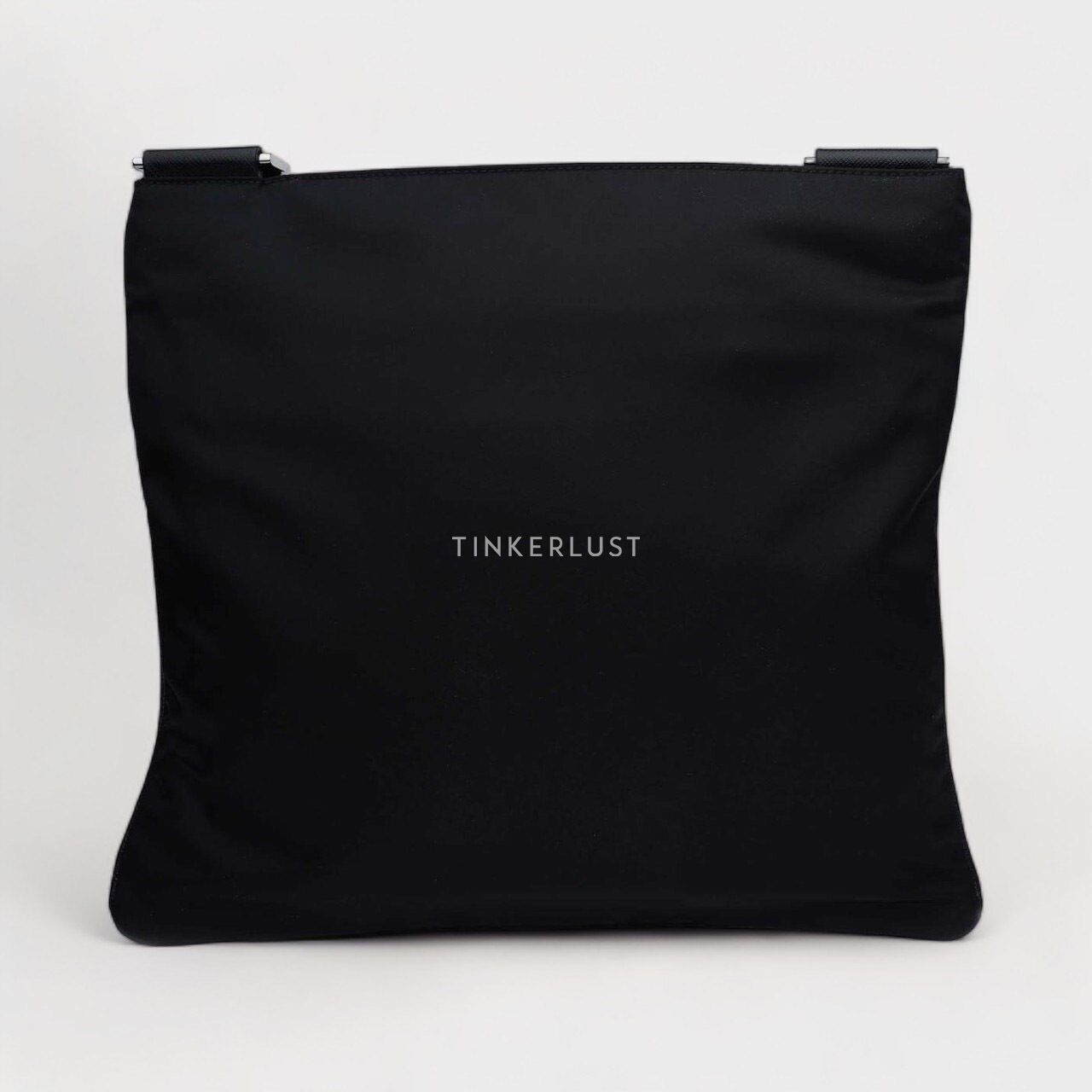 Prada Triangle Logo Slim Messenger Bag in Black Re-Nylon x Saffiano Leather Sling Bag