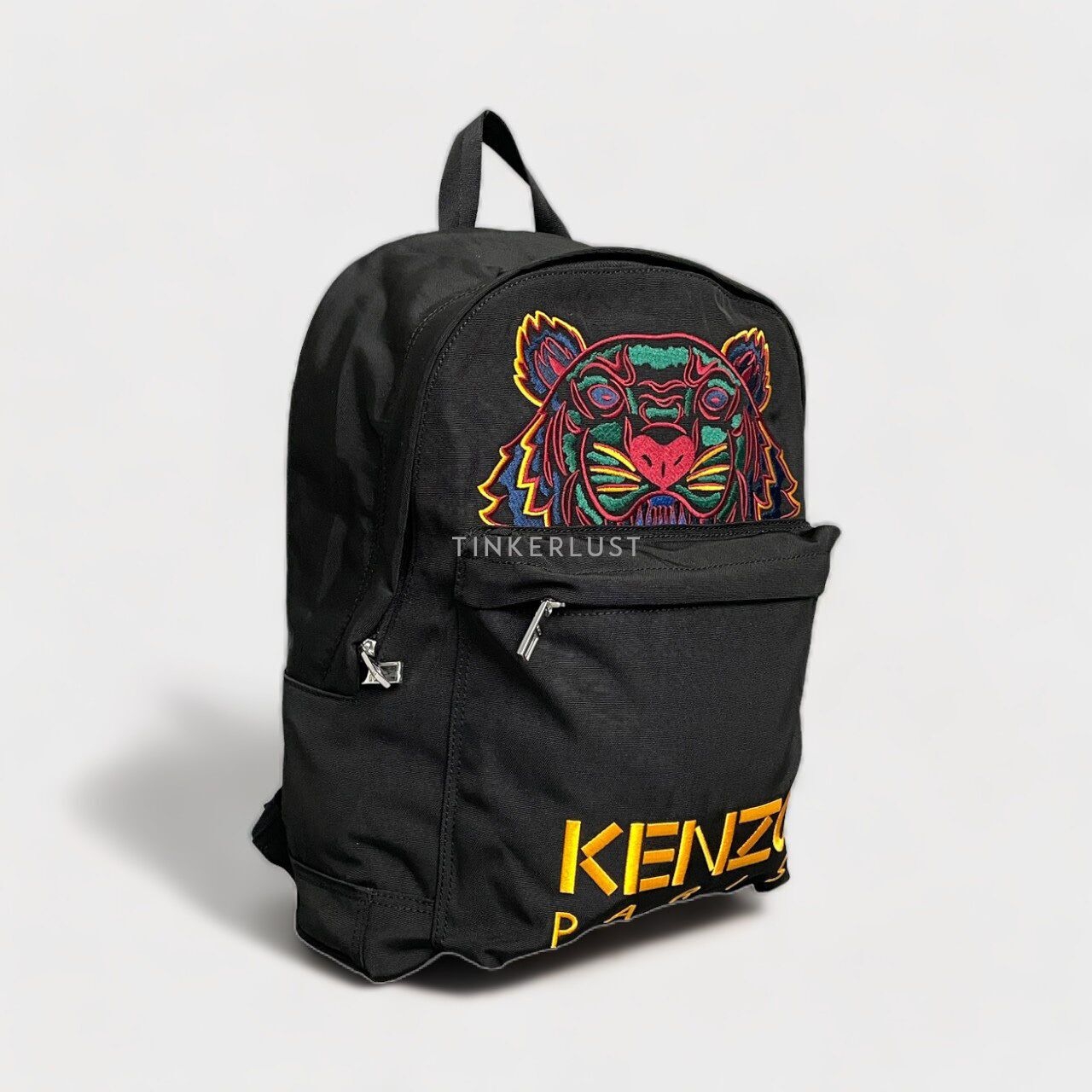 Kenzo Black & Yellow Tiger Canvas Embroidered Backpack