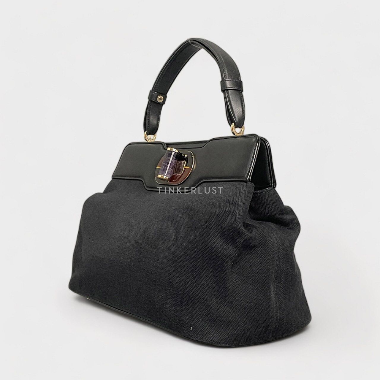 Bvlgari Leather Isabella Rossellini Black Handbag