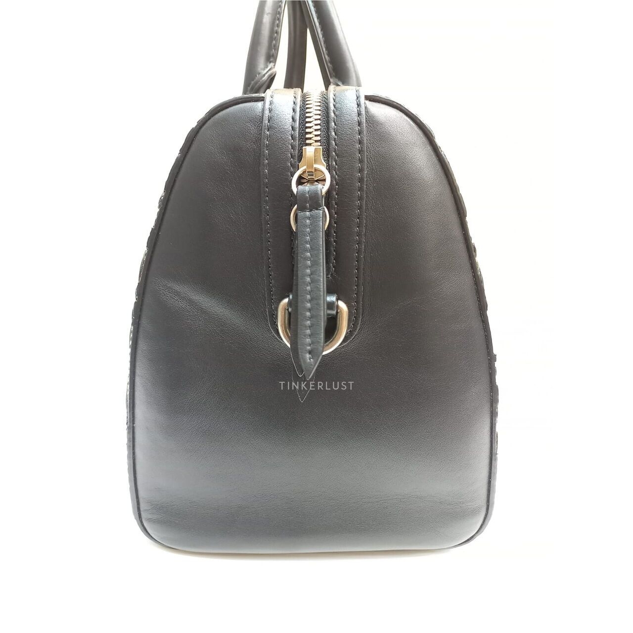 Gucci Black/Beige GG Supreme Canvas and Leather Medium Arabesque Boston Bag Satchel