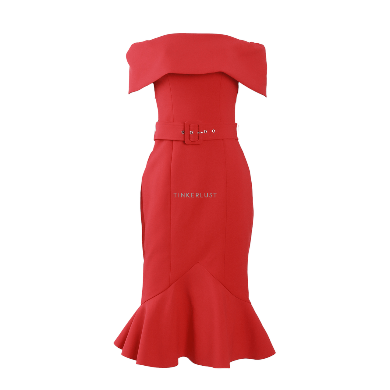 Portmons Red Off Shoulder Mini Dress