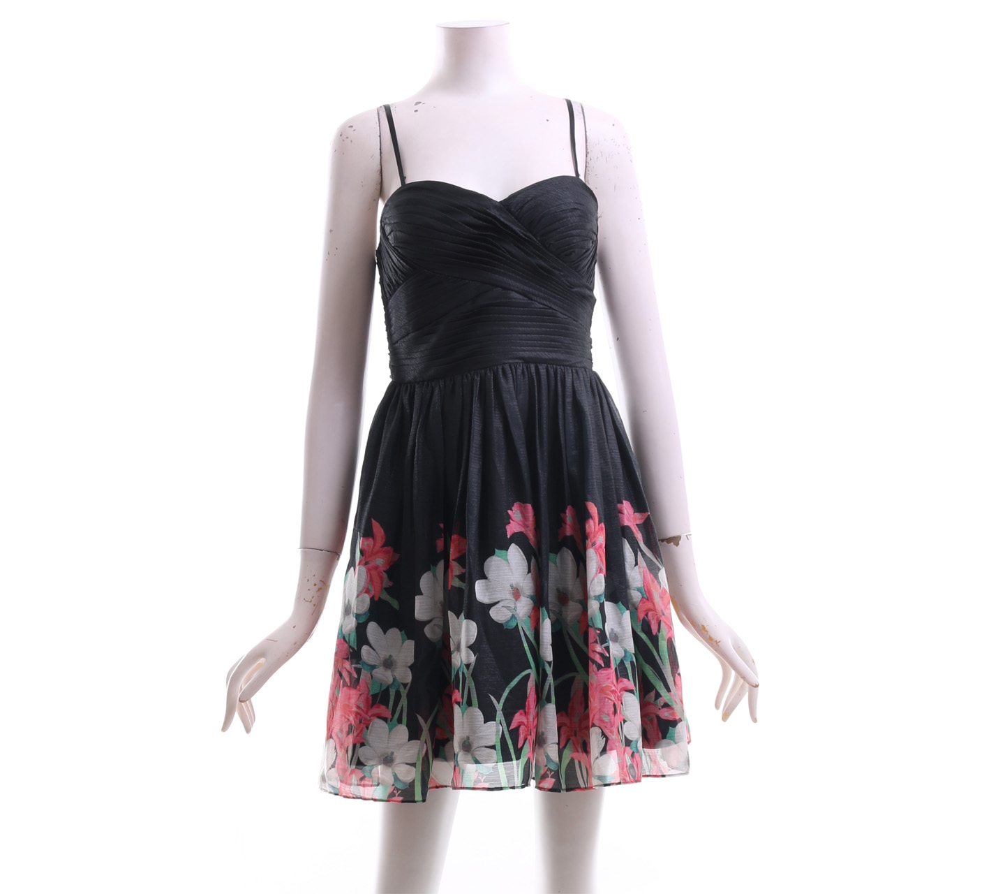 Aqua Black Floral Tube Mini Dress