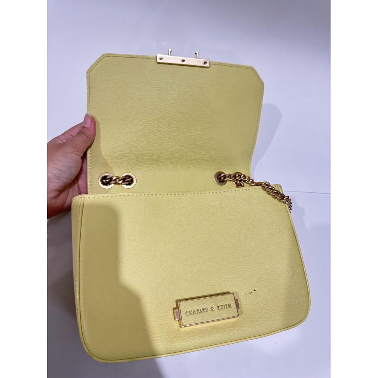 Charles & Keith Chain Strap Shoulder Bag - Butter