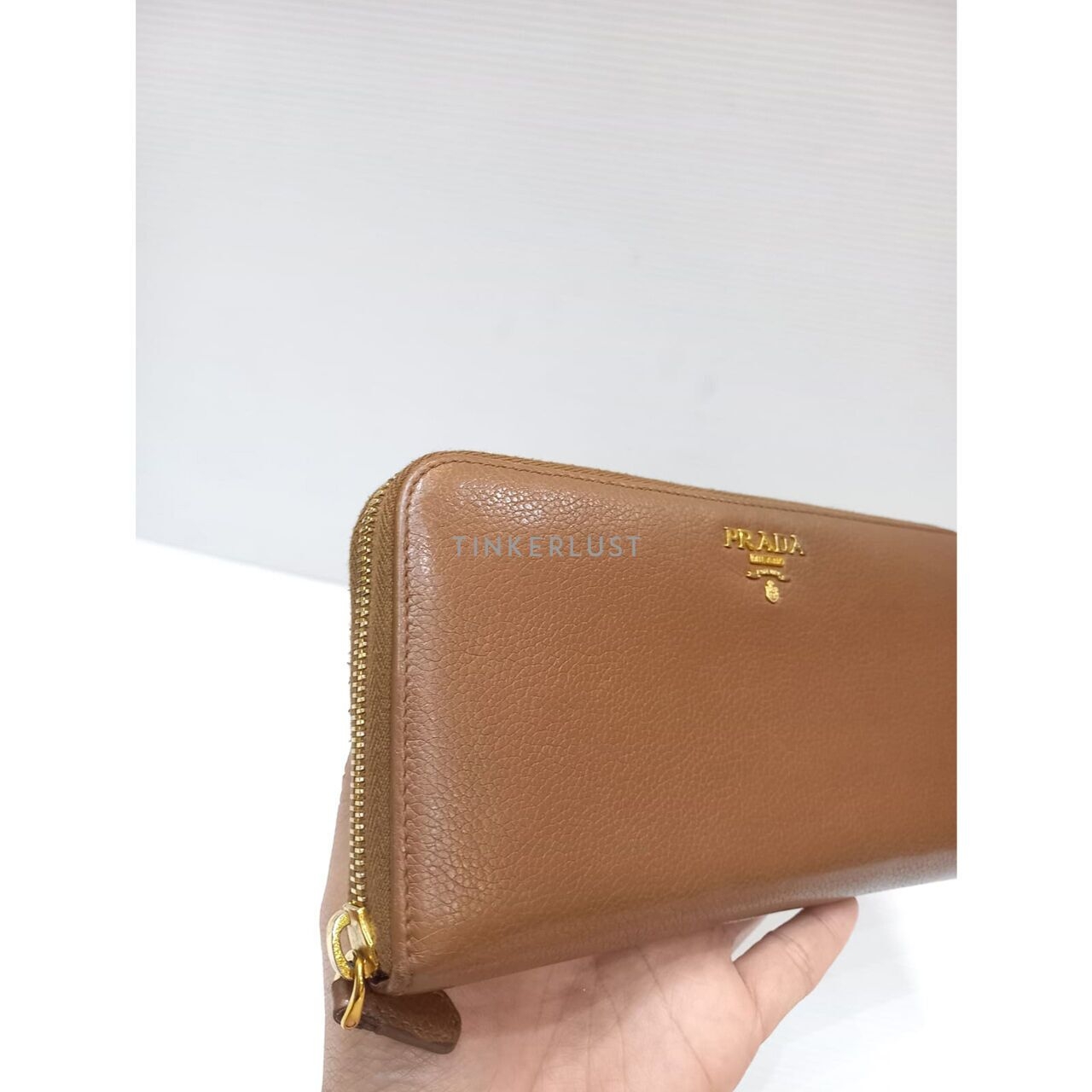 Prada Zippy Leather Brown GHW Long Wallet 