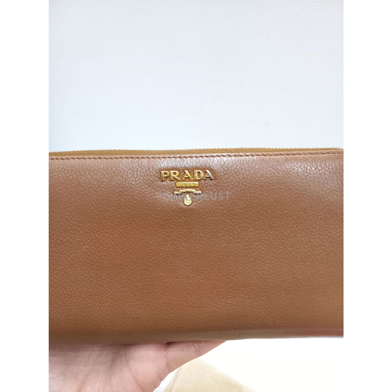 Prada Zippy Leather Brown GHW Long Wallet 