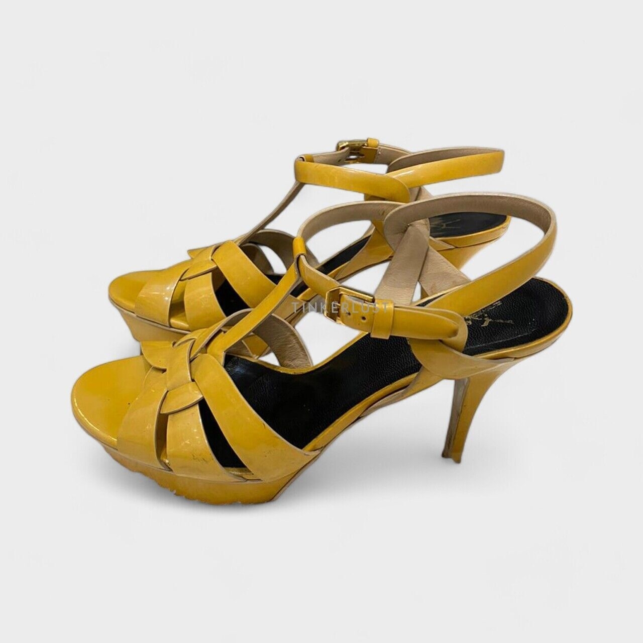 Saint Laurent Tribute Yellow Patent Leather Heels