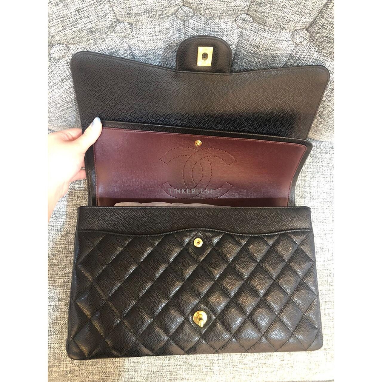 Chanel Classic Maxi Black Caviar Double Flap GHW #26 Shoulder Bag