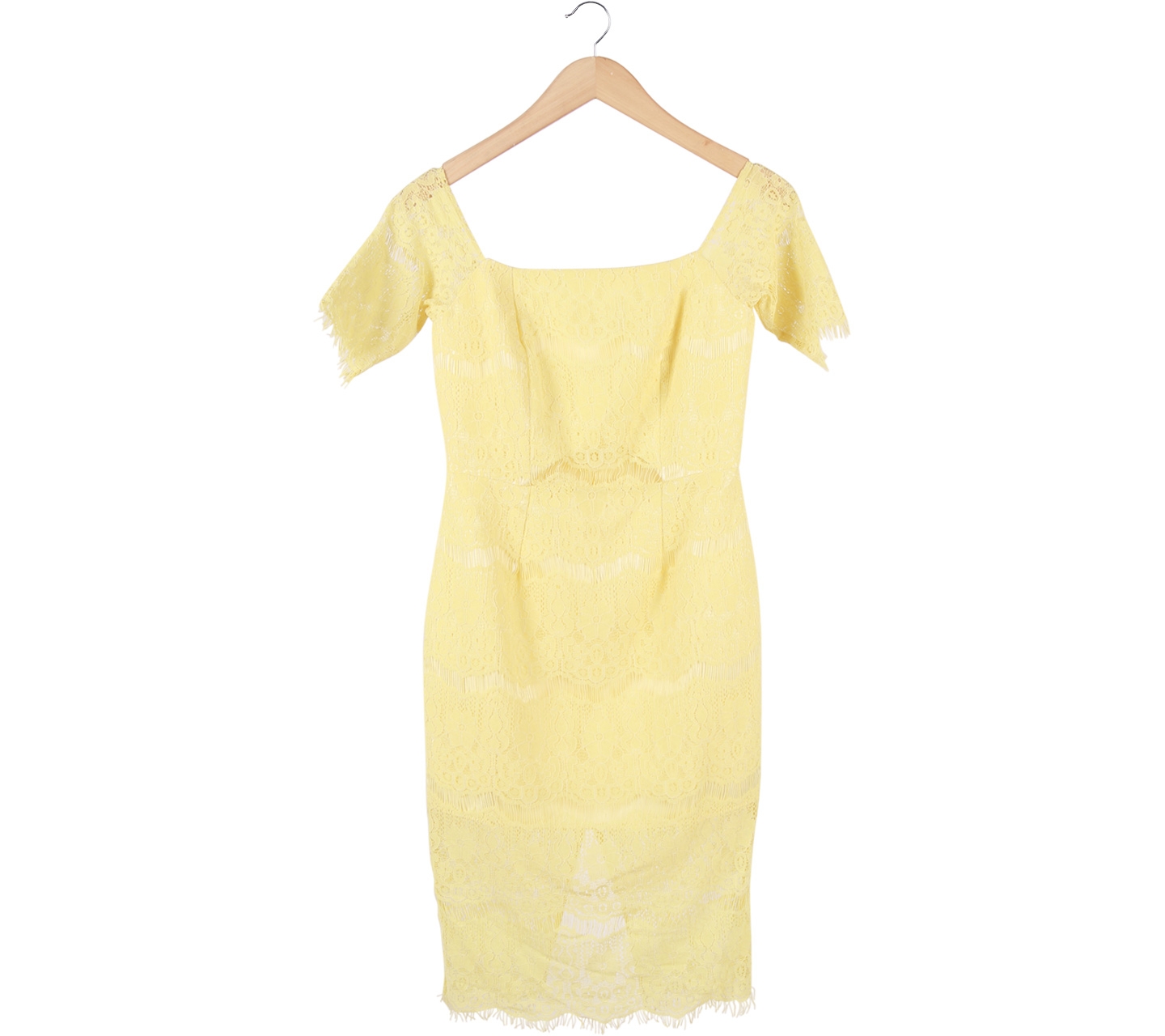 Mellisa Lawijaya Yellow Lace Midi Dress