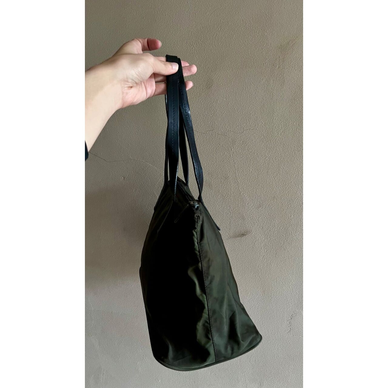 Prada Vela Tessuto Army Green Tote Bag