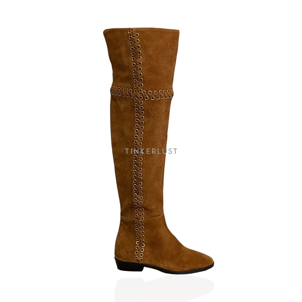 Michael Kors Brown Eyelet Lace Over The Knee Boots