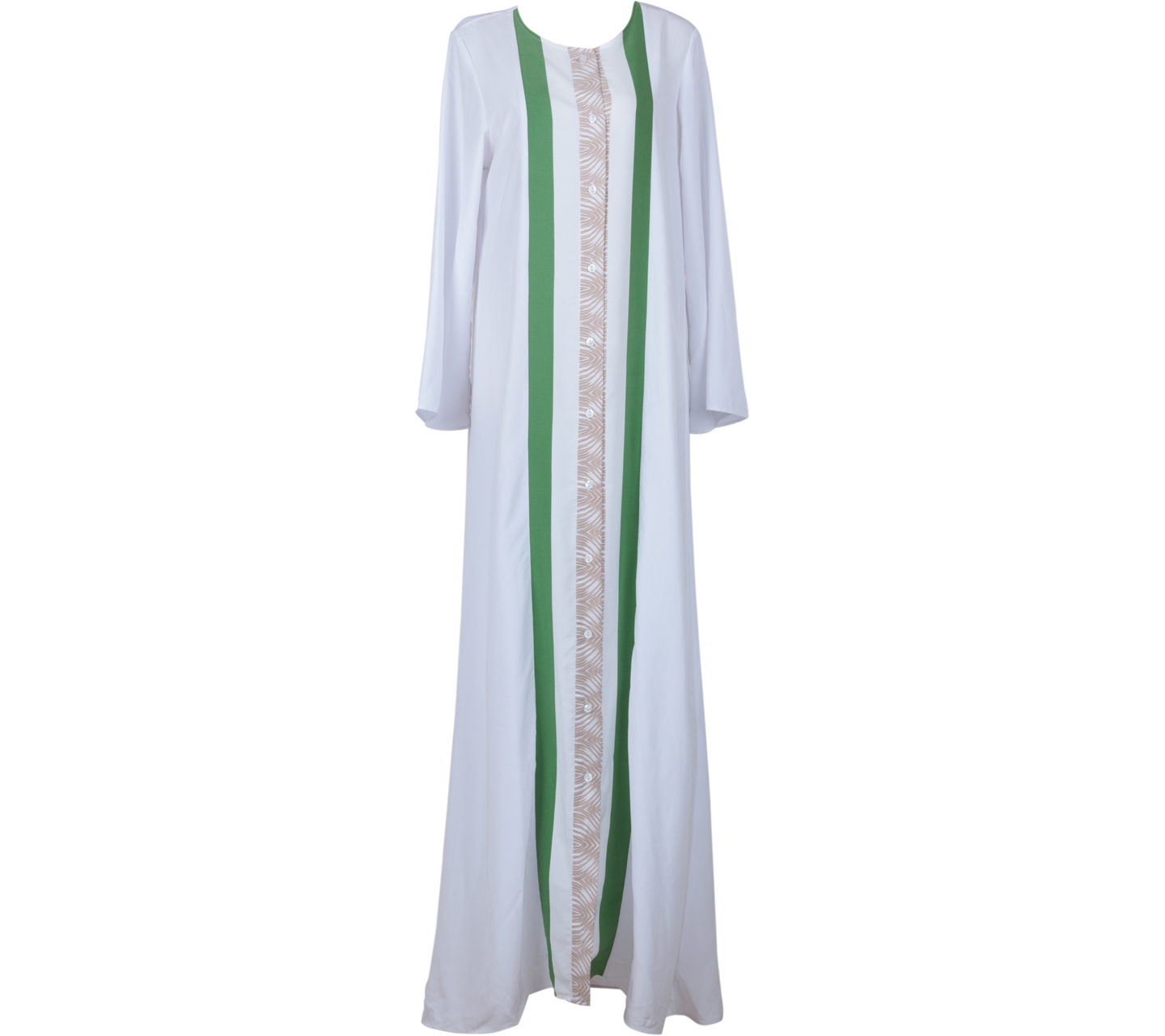 Novierock White And Green Patterned Long Dress